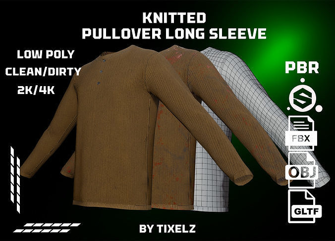Pullover Long Sleeve Low-poly 3D model