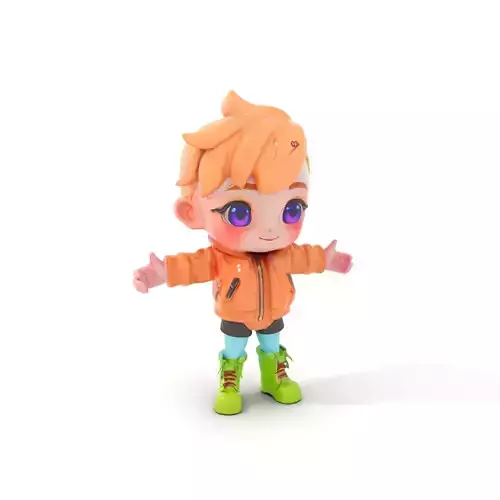 Chibi Character Rigged and Animated with Colorful Jacket and ... Low-poly 3D model