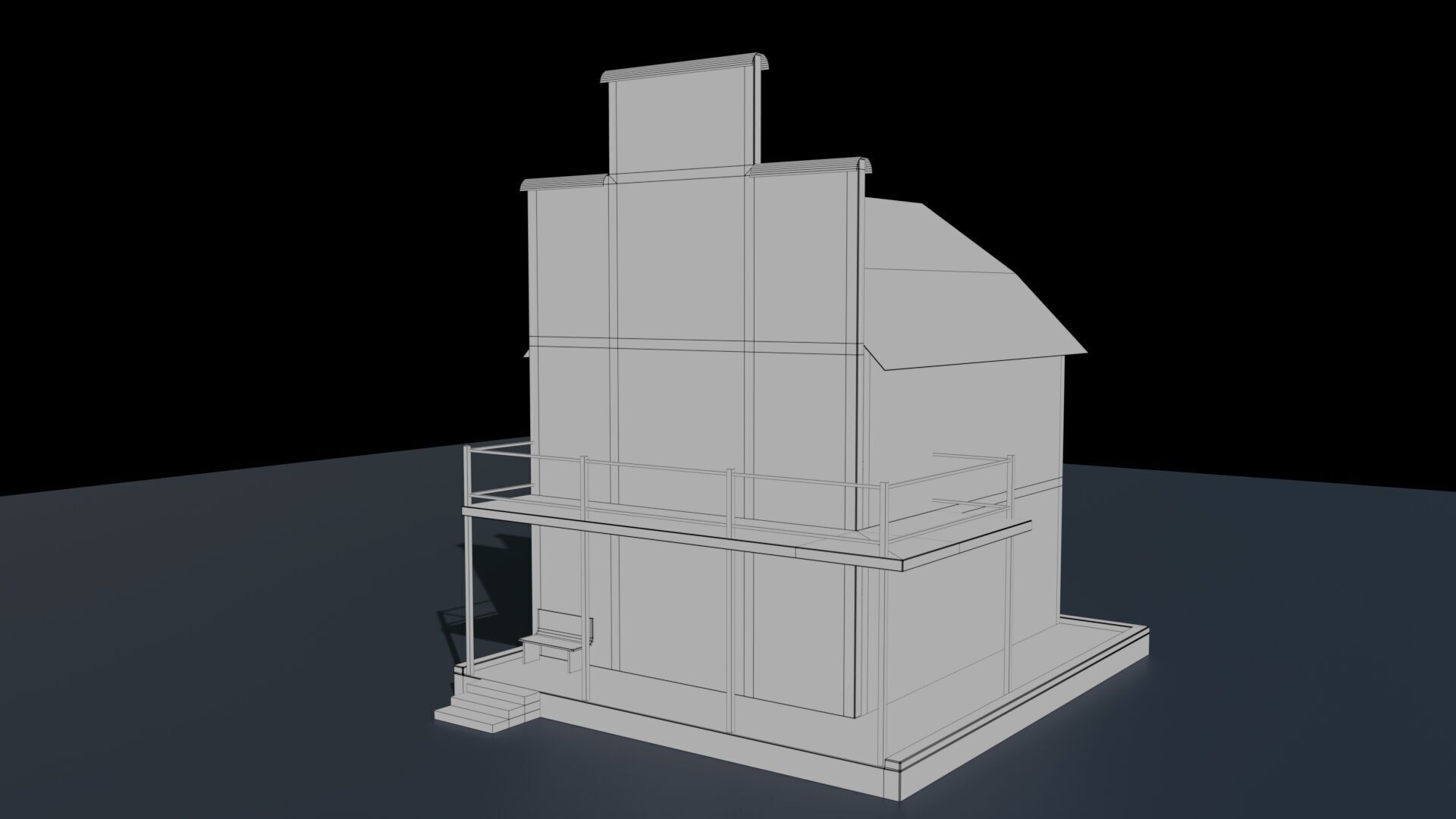 House for Game Texture and Low-poly 3D model_5