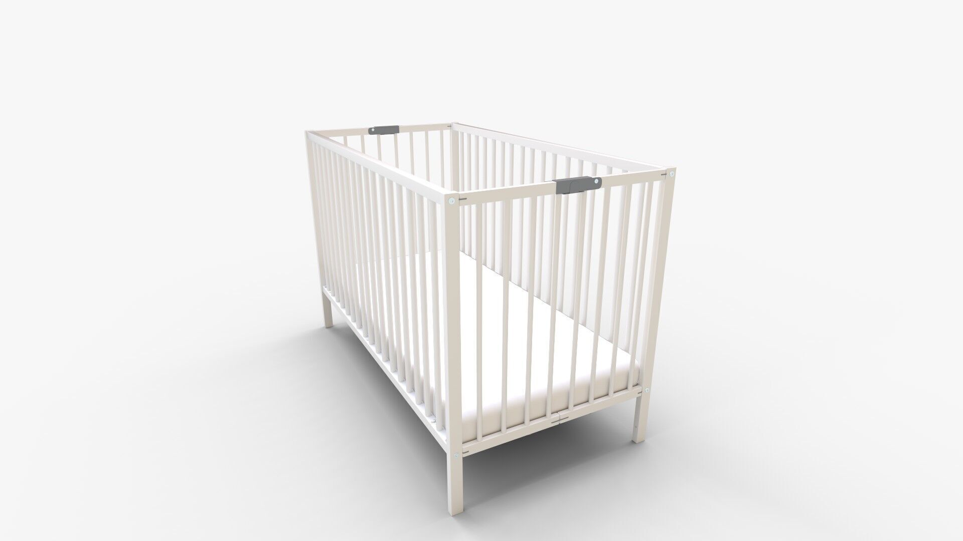 Baby Cot ESSENTIEL White 3D model_3