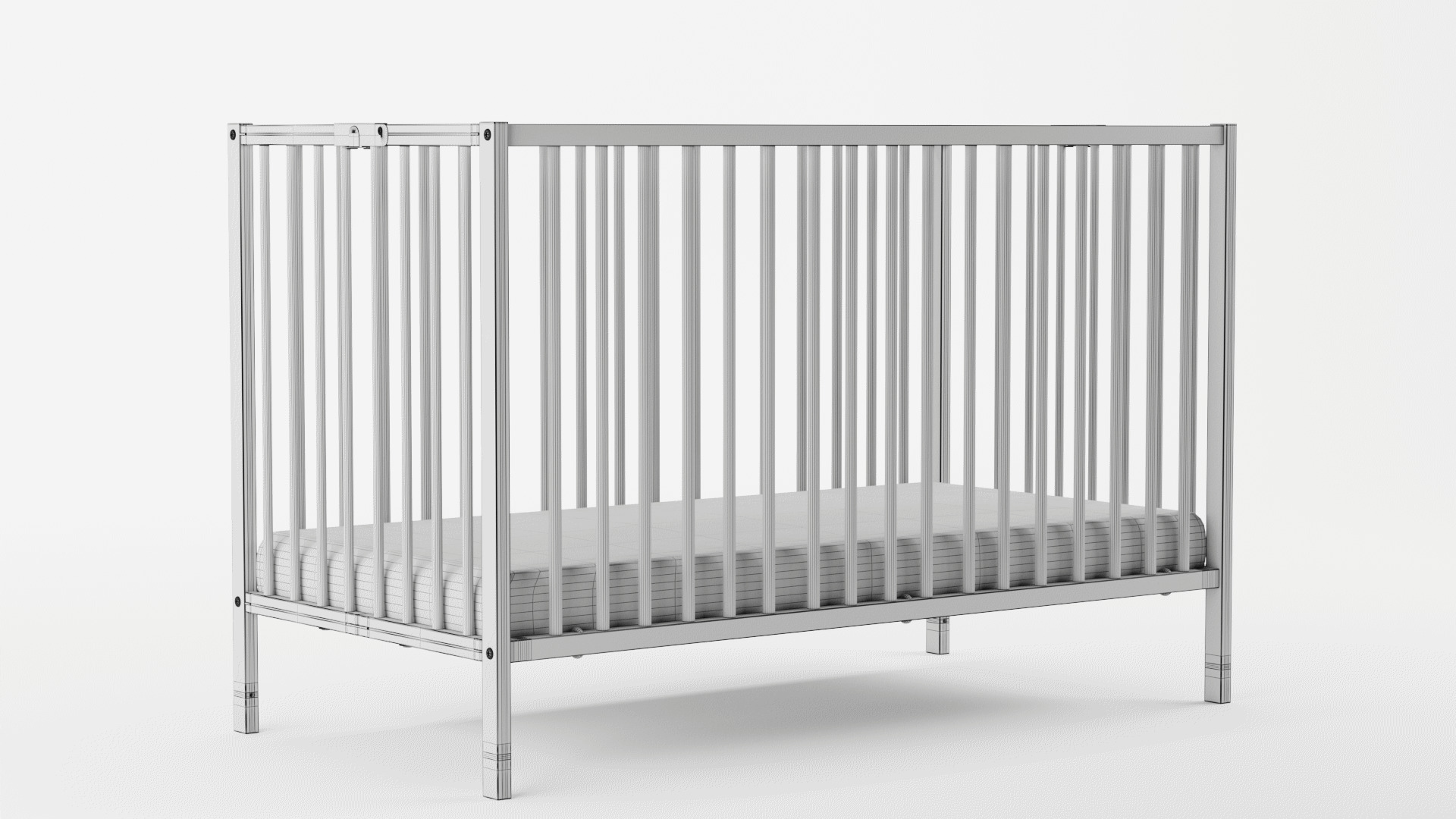 Baby Cot ESSENTIEL White 3D model_10