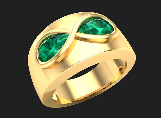 Infinity ring - Pear stone ring - N714112A 3D print model