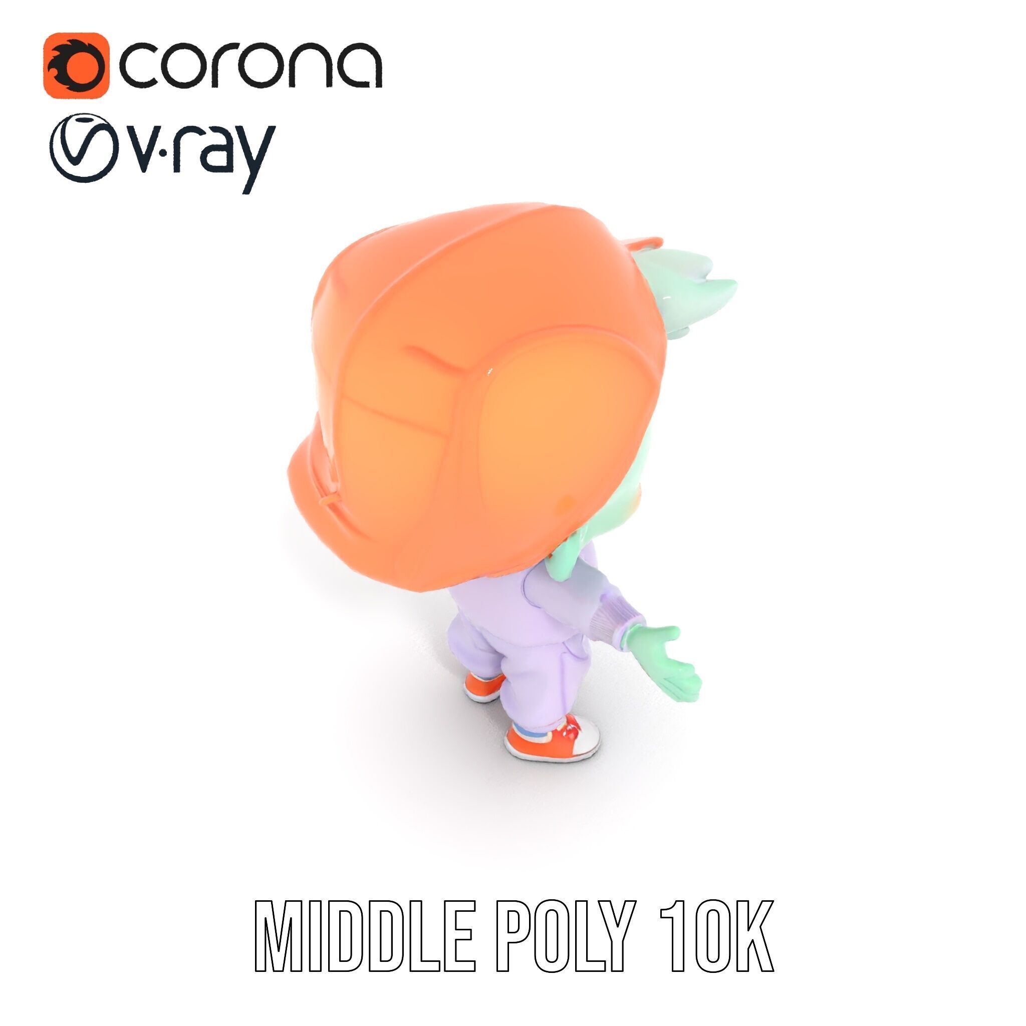 Cute Alien Kid with Baseball Cap Rigged and Animated Low-poly 3D model_17