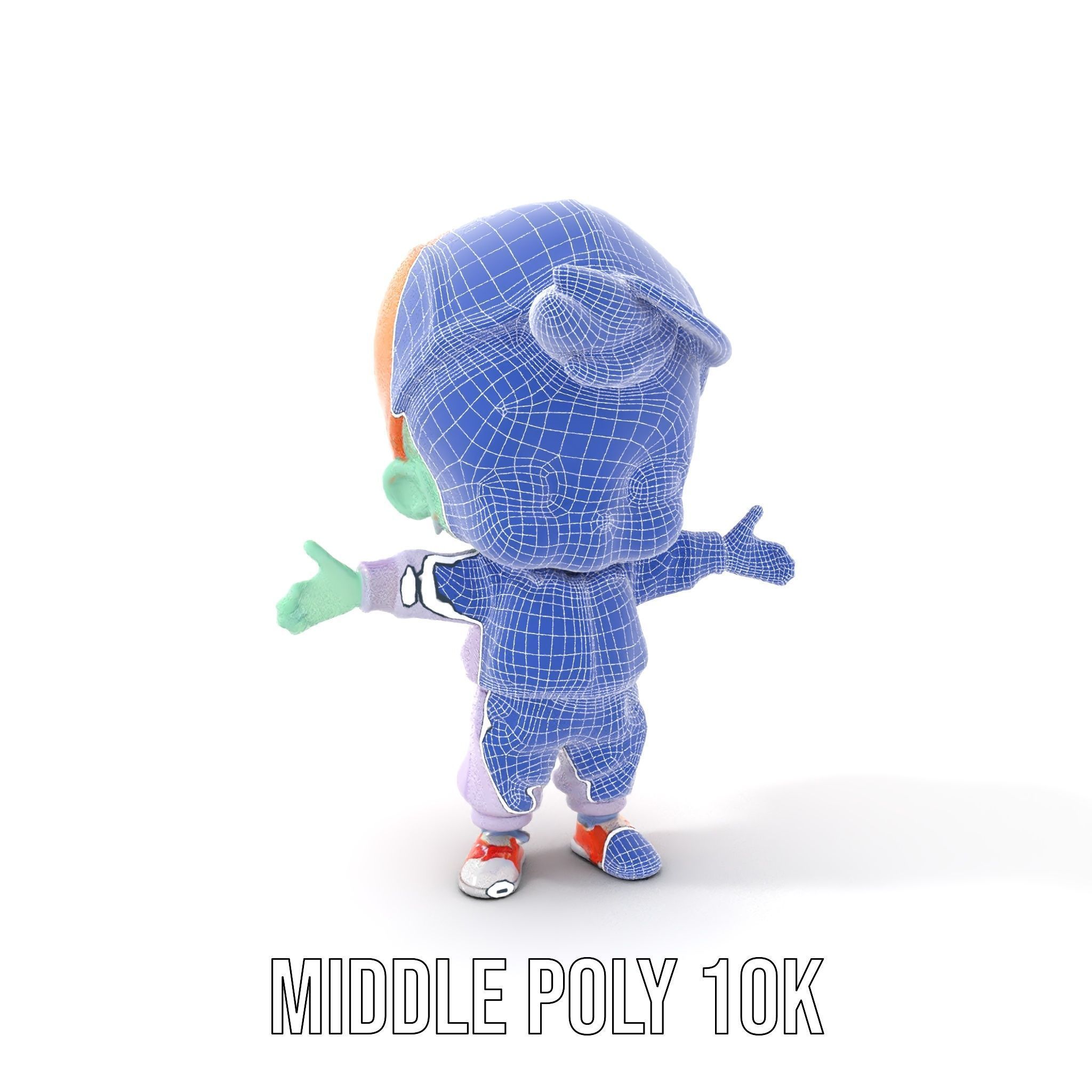 Cute Alien Kid with Baseball Cap Rigged and Animated Low-poly 3D model_30