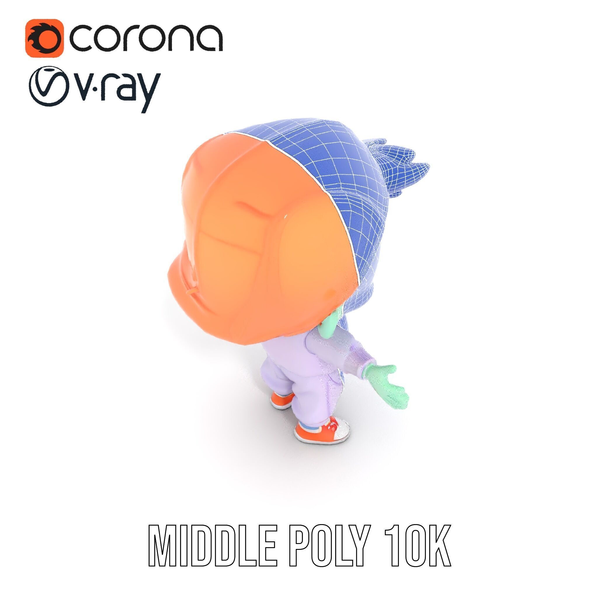 Cute Alien Kid with Baseball Cap Rigged and Animated Low-poly 3D model_25