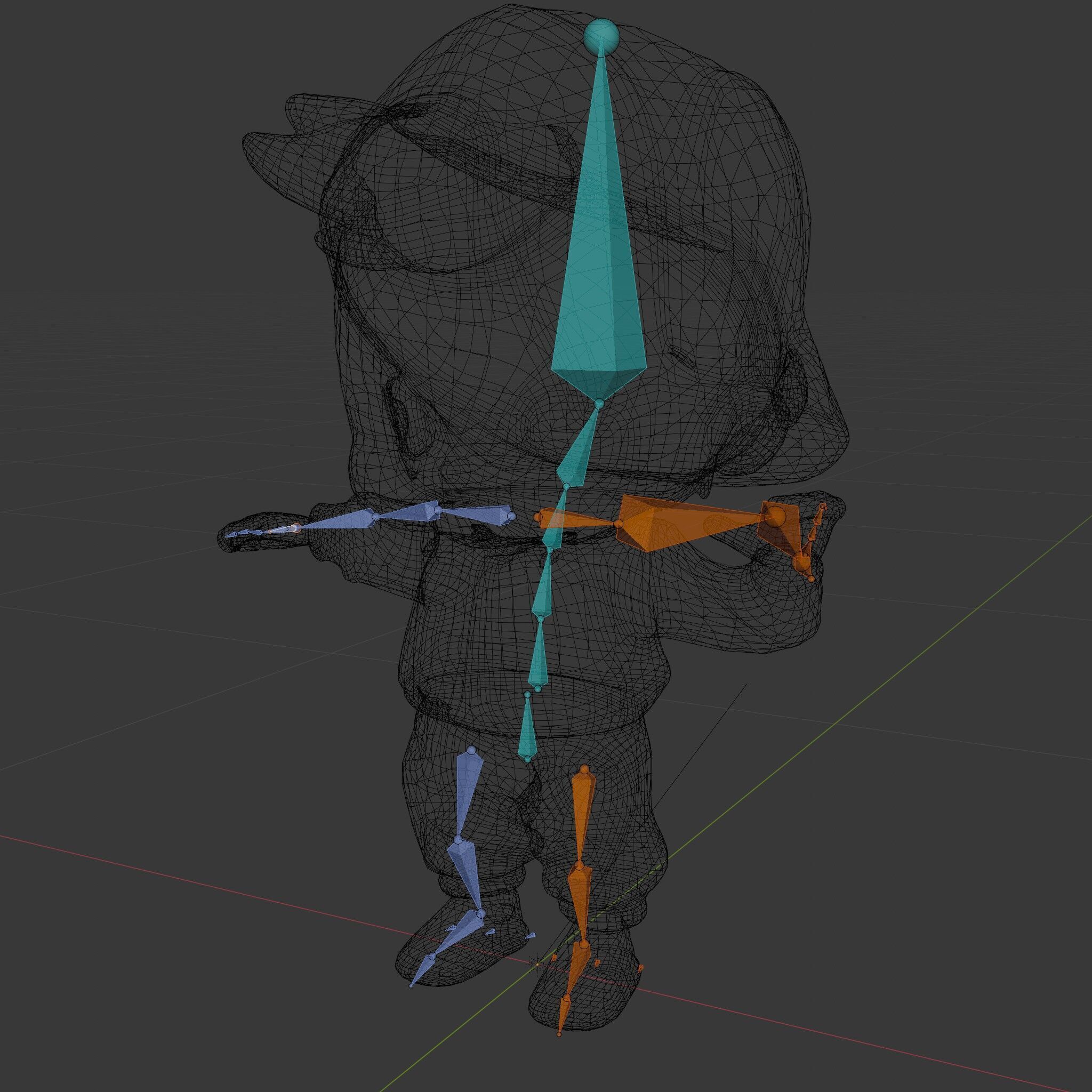 Cute Alien Kid with Baseball Cap Rigged and Animated Low-poly 3D model_7