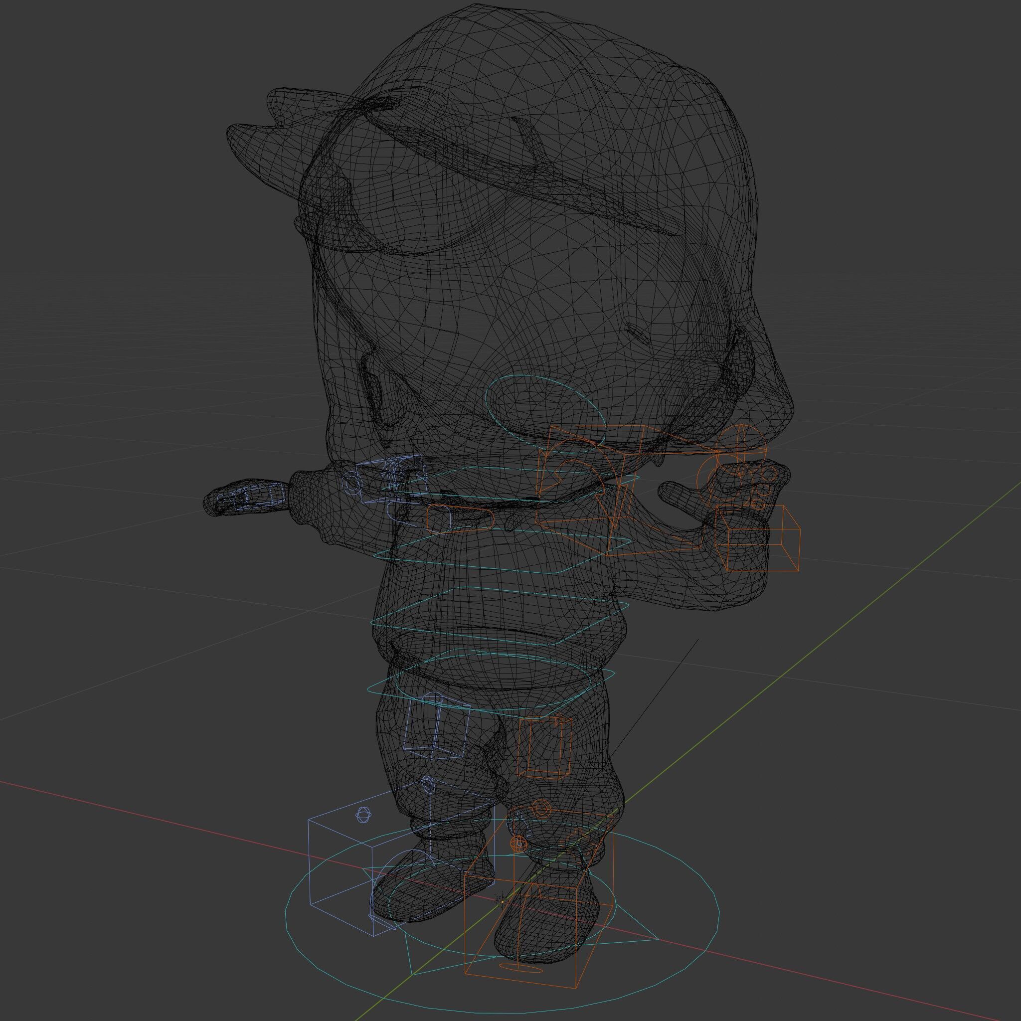Cute Alien Kid with Baseball Cap Rigged and Animated Low-poly 3D model_6