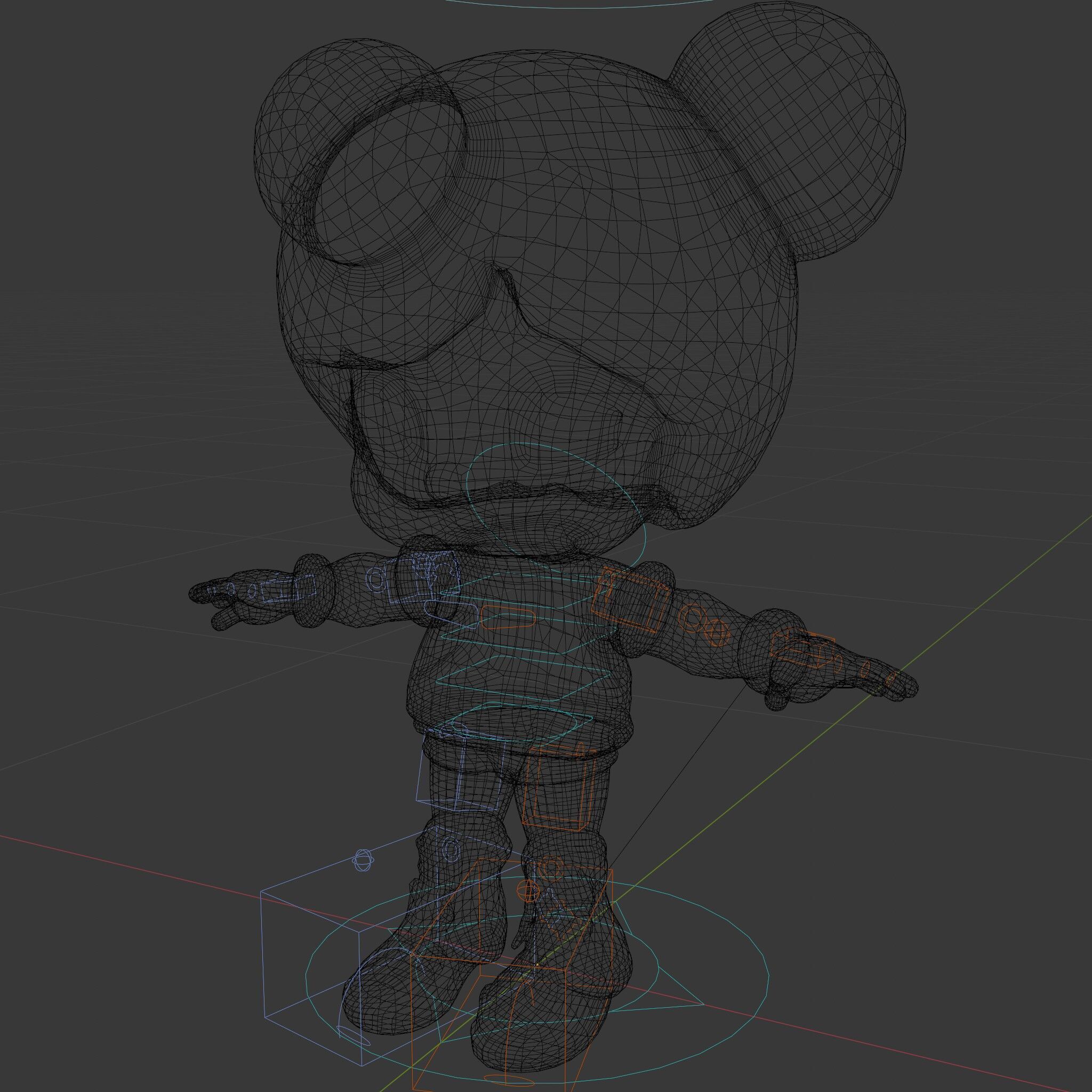 Cute Cartoon Character with Pink Hair and Polka Dots Rigged ... Low-poly 3D model_5