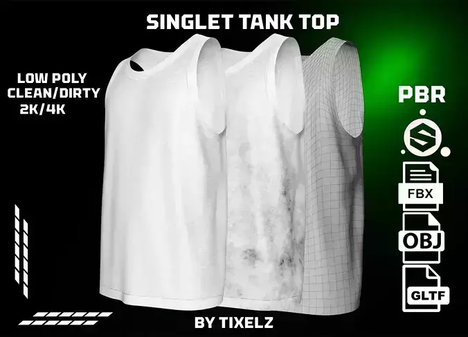 low poly singlet Tank Top Low-poly 3D model