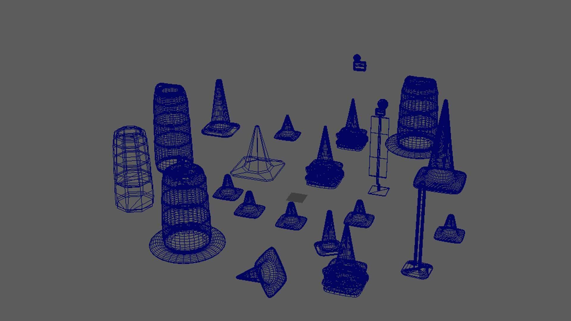 Traffic Cones Pack Low-poly 3D model_7