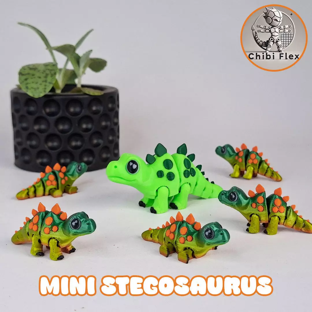 Flexi Mini stegosaurus Print In Place No Supports 3D print model