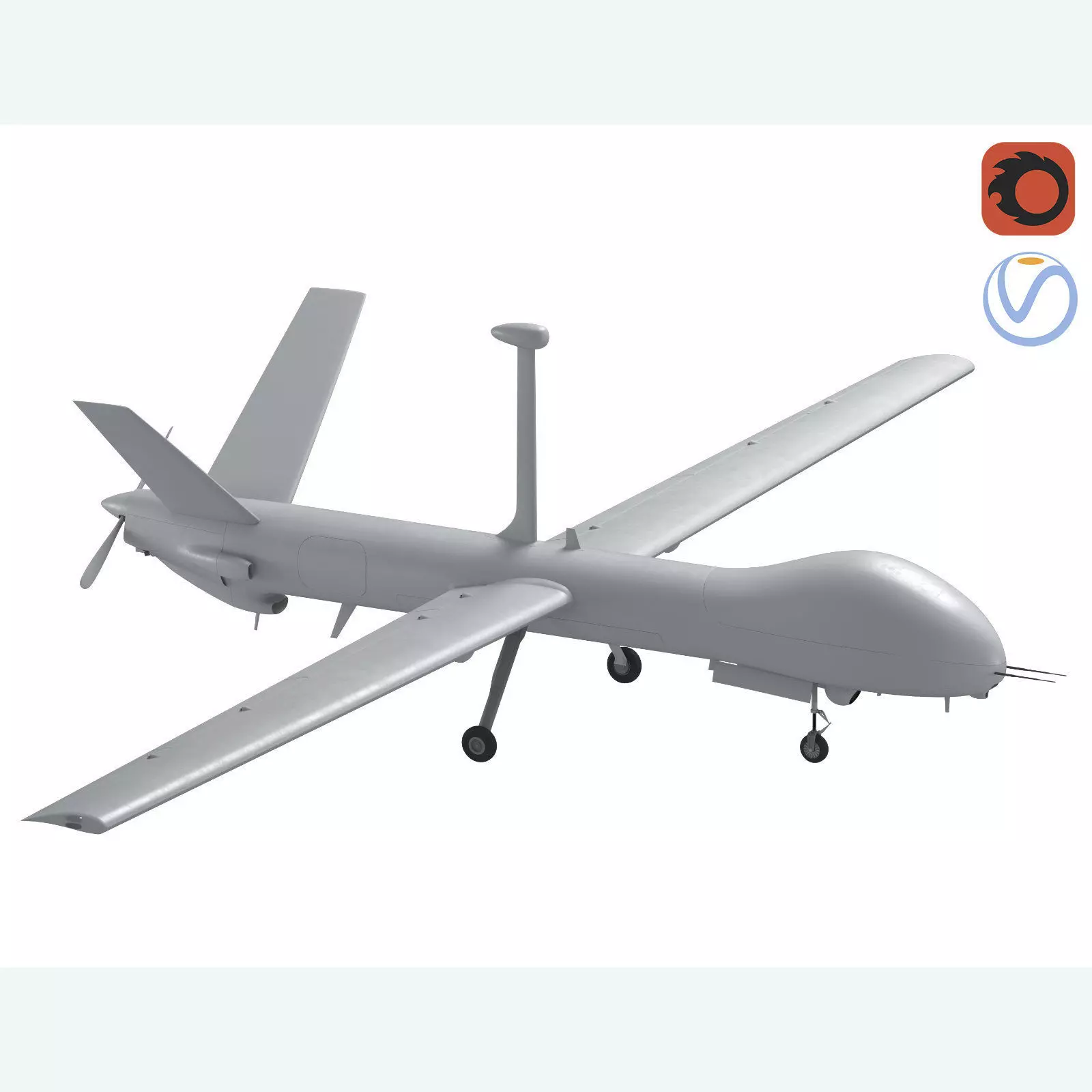 Elbit Hermes 900 UAV Israel military drone 3D model_0