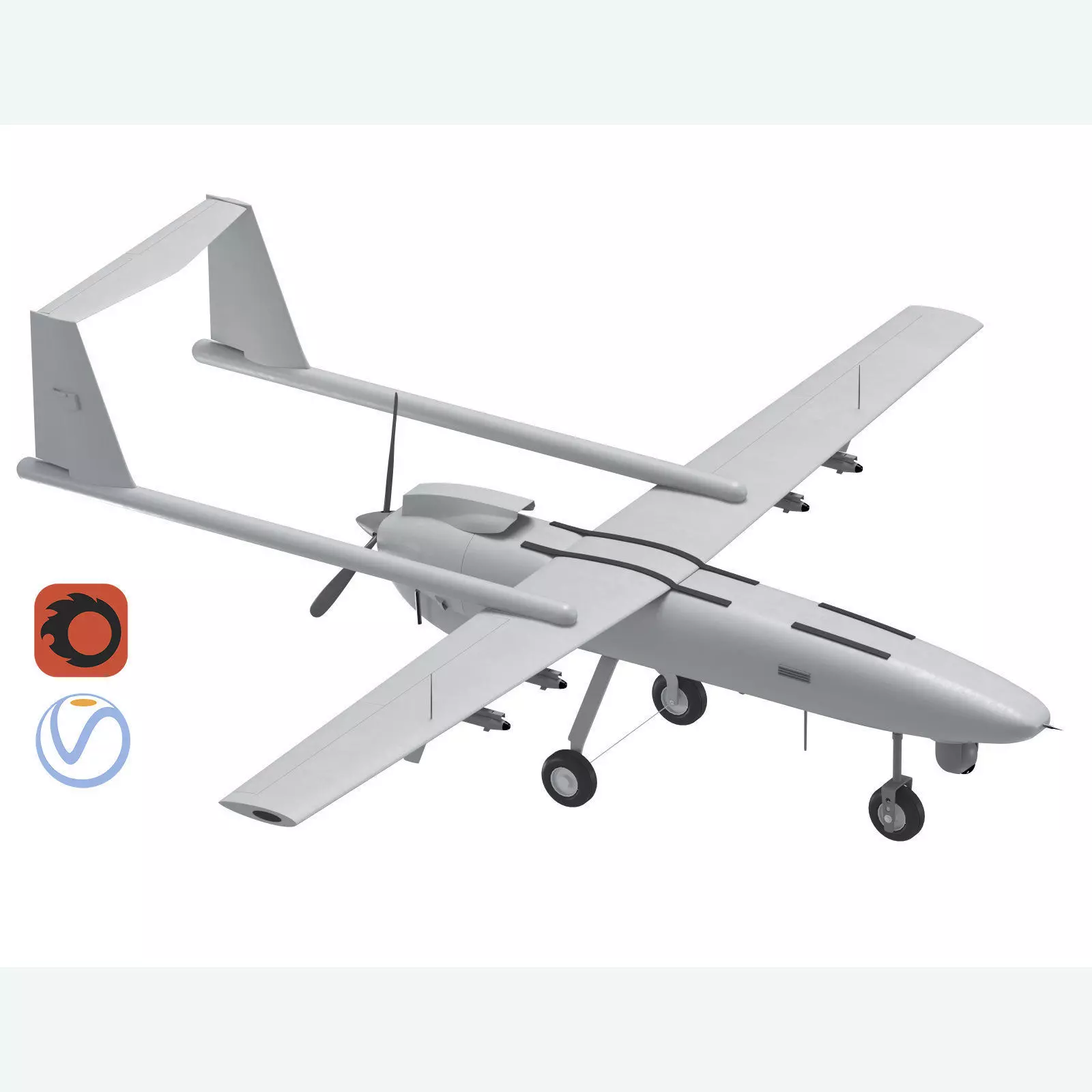 Iranian Drone Mohajer-6 Grey 3D model_0