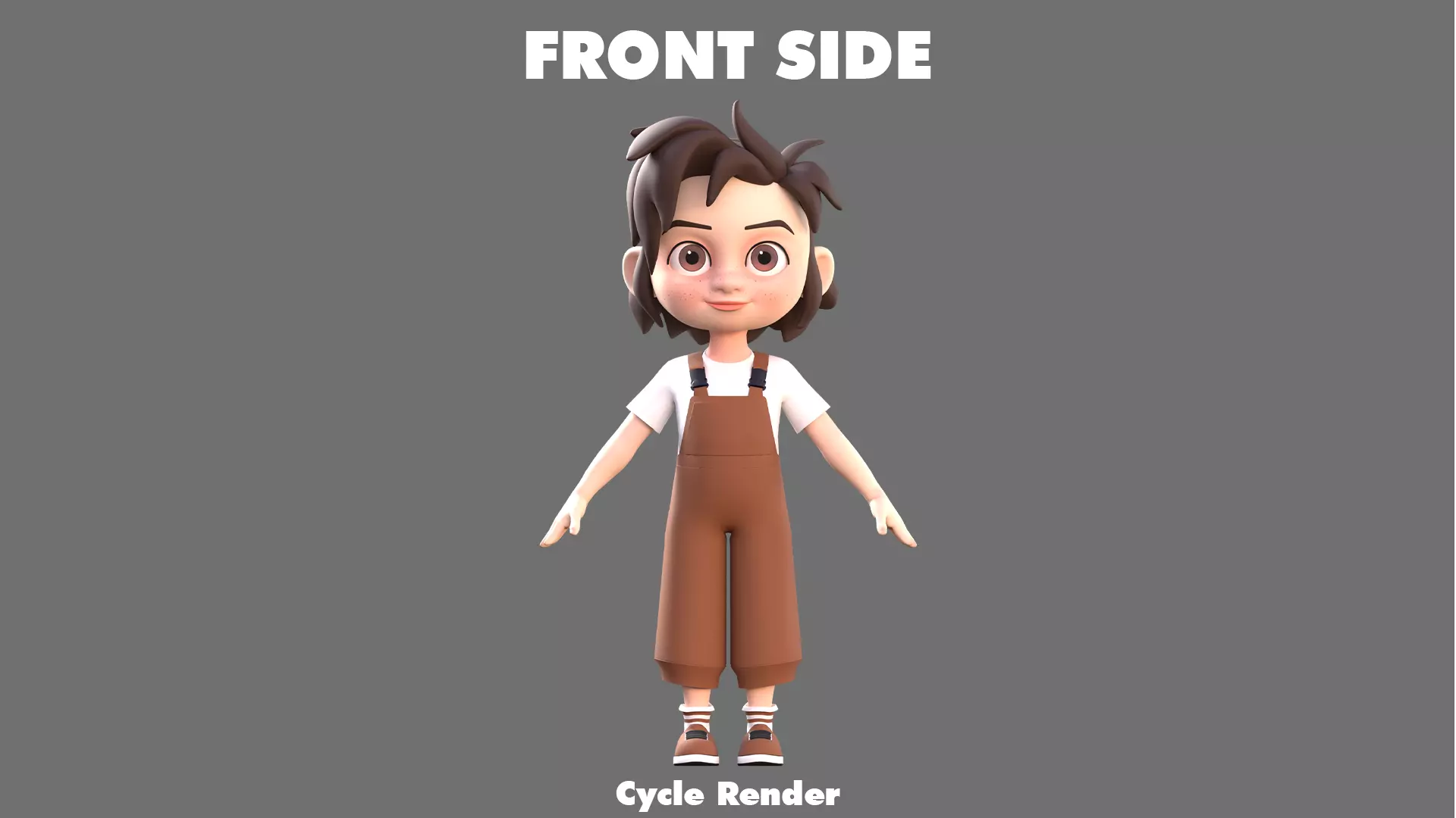 Cartoon Girl Character Low-poly 3D model_7