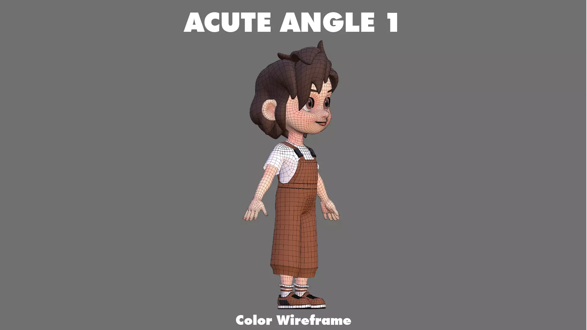 Cartoon Girl Character Low-poly 3D model_35