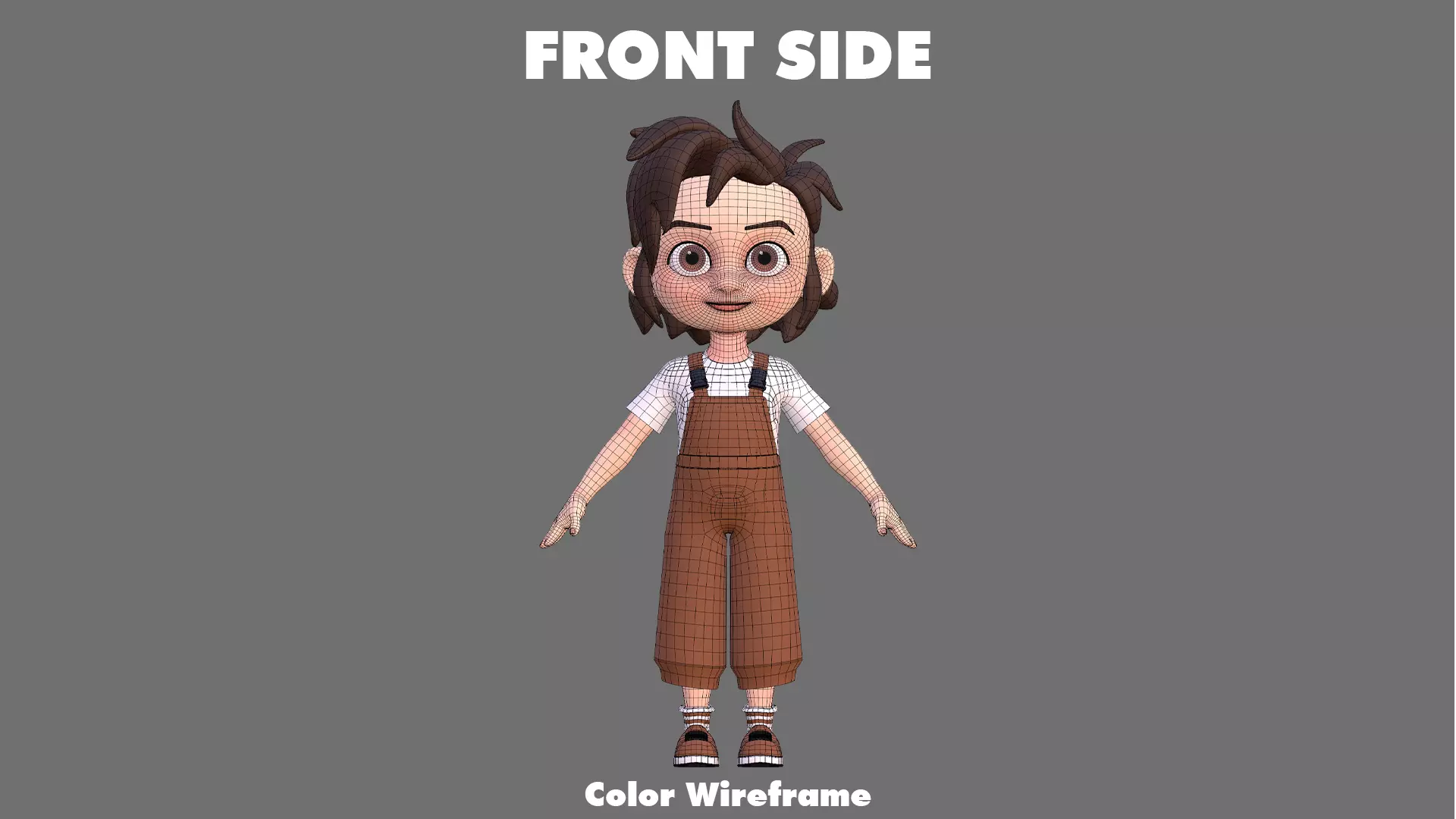 Cartoon Girl Character Low-poly 3D model_31