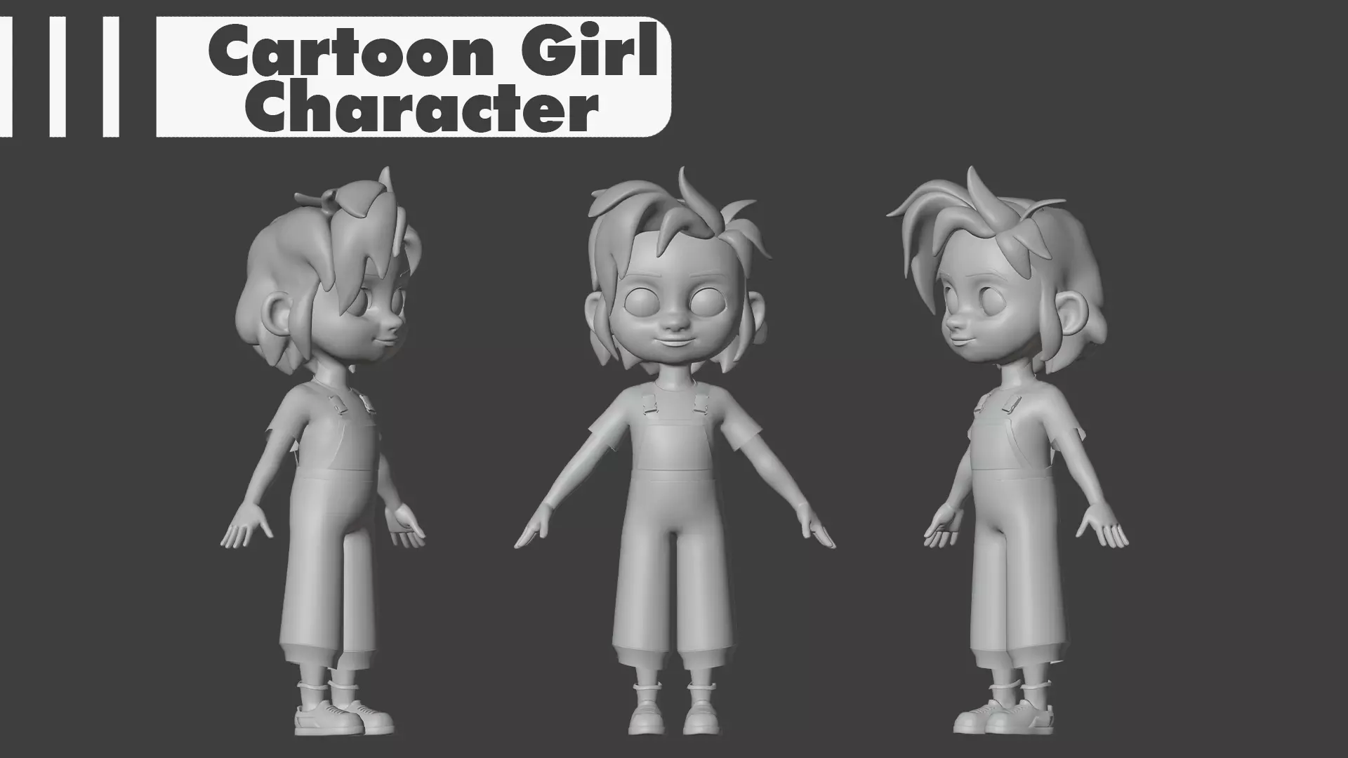 Cartoon Girl Character Low-poly 3D model_4