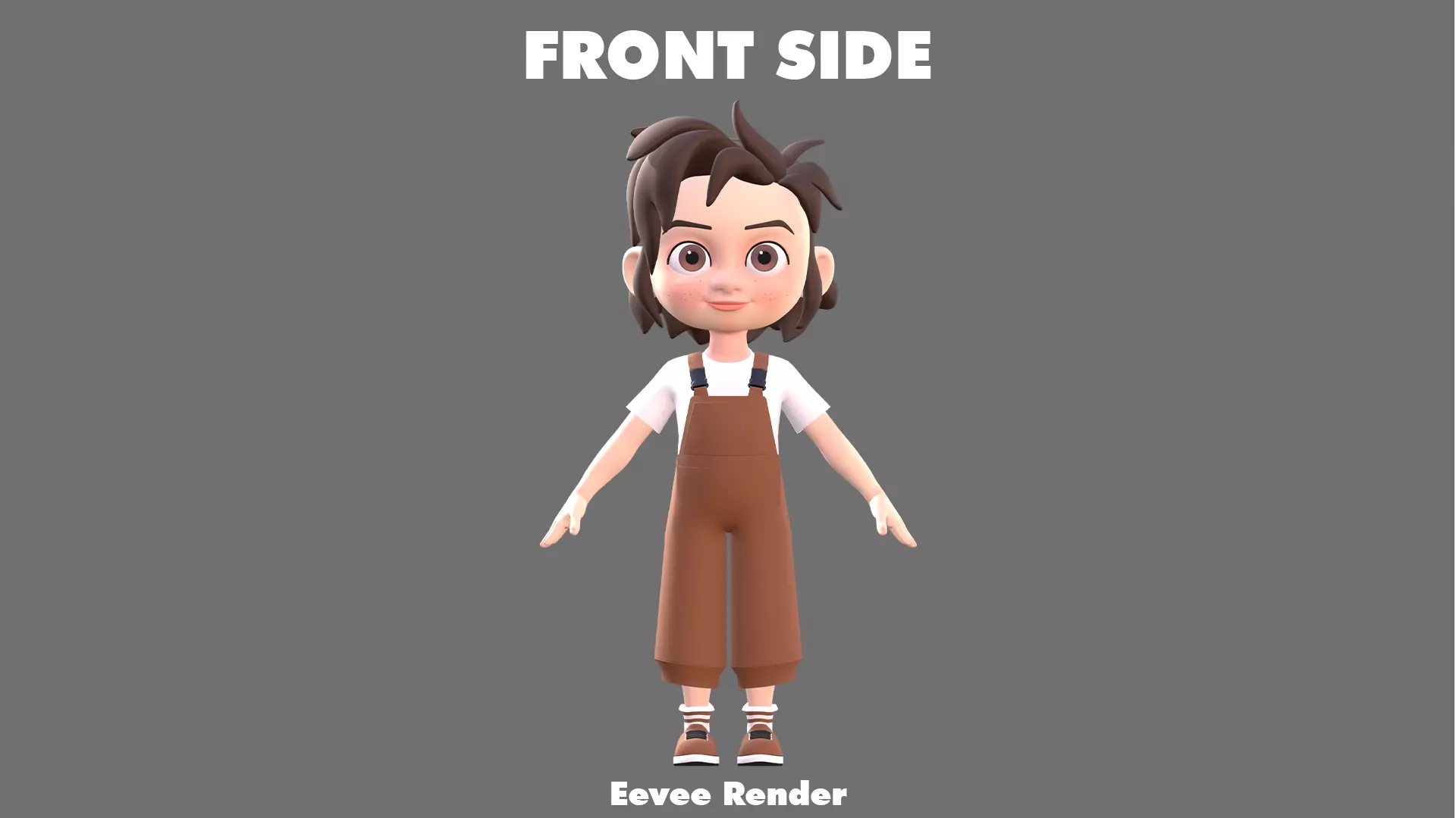Cartoon Girl Character Low-poly 3D model_13
