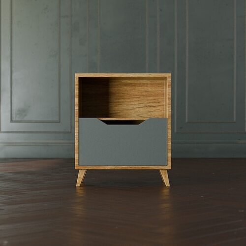 Modern Wooden Nightstand with Drawer 3D Model Free 3D model