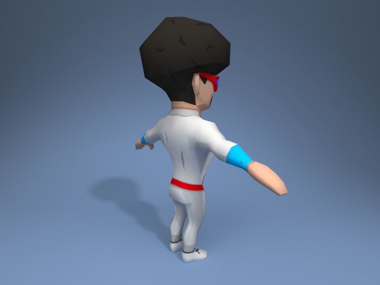 DiscoGuy cartoon character Low-poly 3D model_6