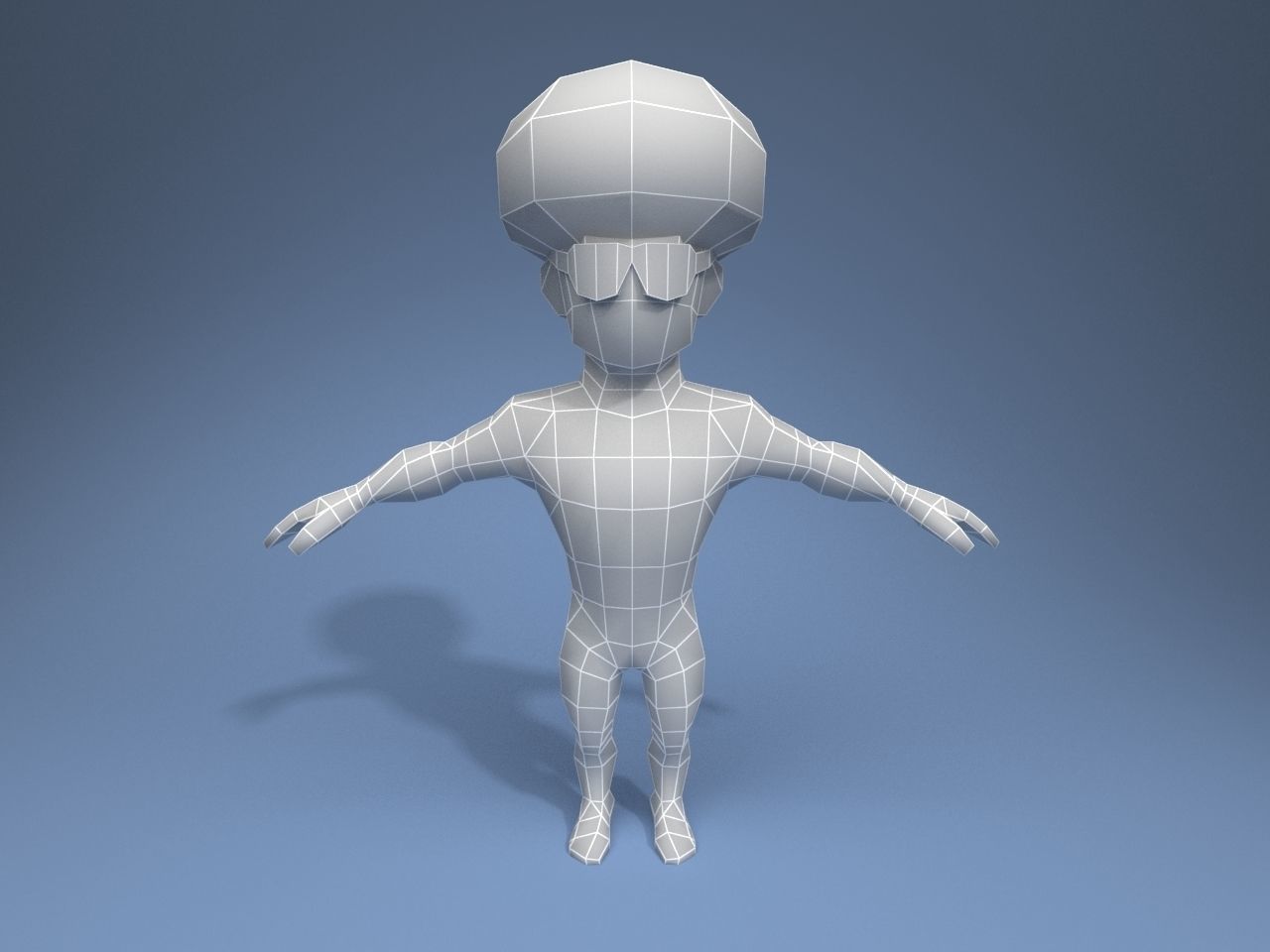DiscoGuy cartoon character Low-poly 3D model_8