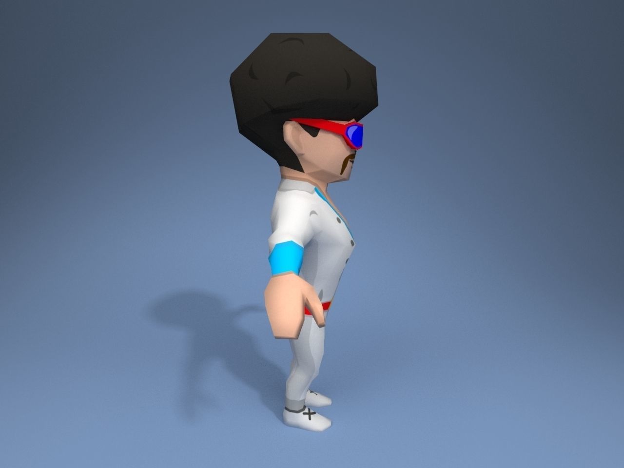 DiscoGuy cartoon character Low-poly 3D model_7
