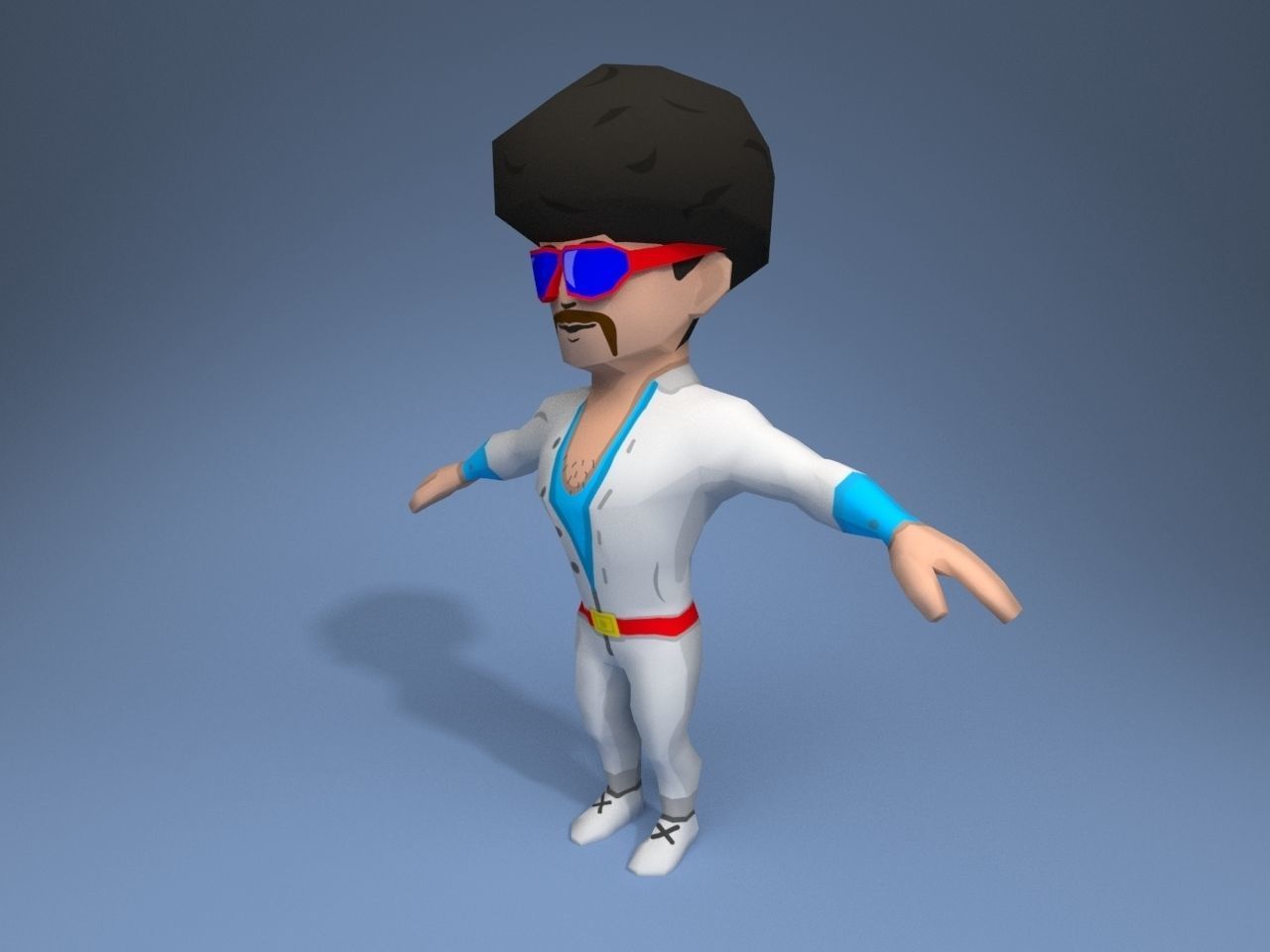 DiscoGuy cartoon character Low-poly 3D model_2