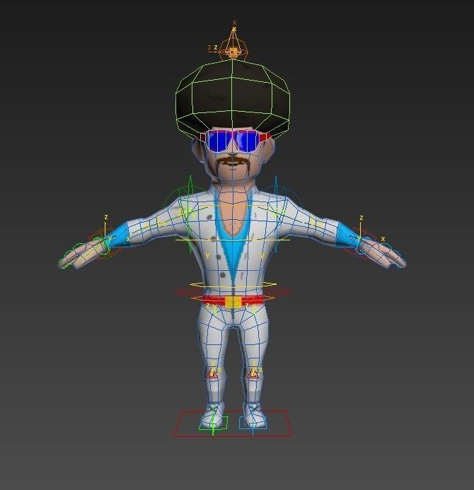 DiscoGuy cartoon character Low-poly 3D model_15