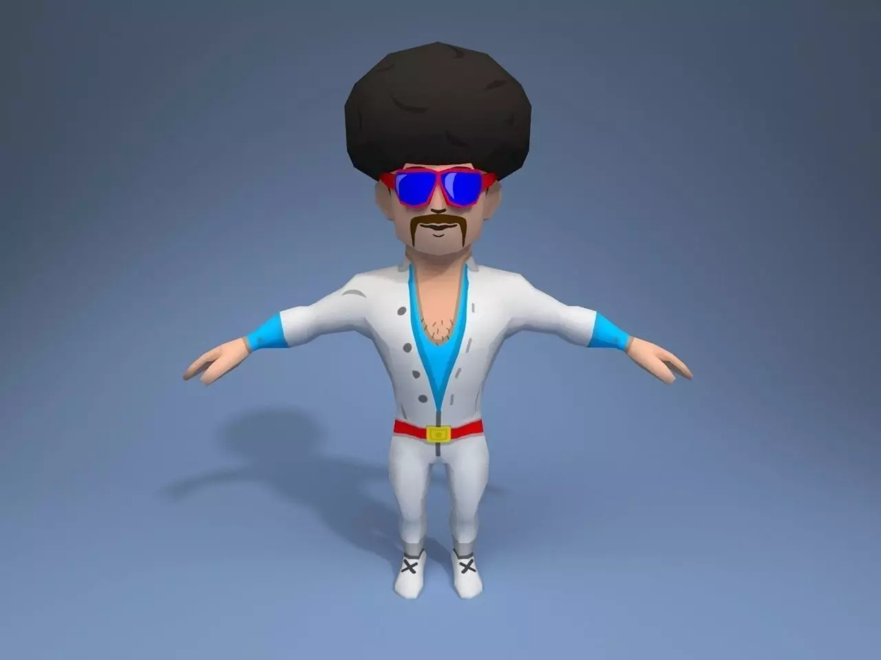 DiscoGuy cartoon character Low-poly 3D model_0