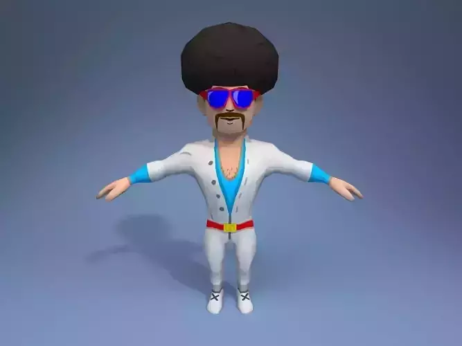 DiscoGuy cartoon character Low-poly 3D model