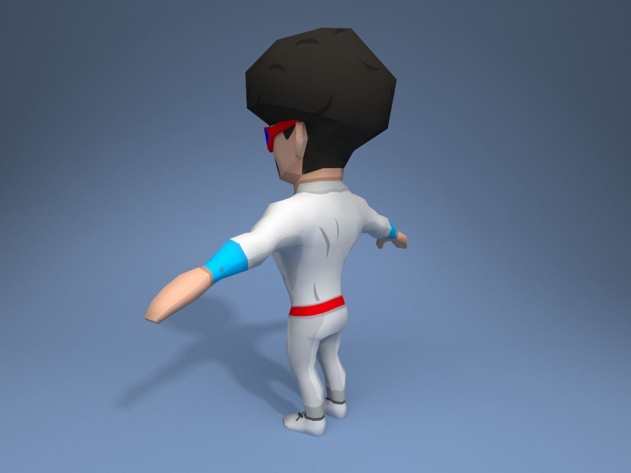 DiscoGuy cartoon character Low-poly 3D model_4