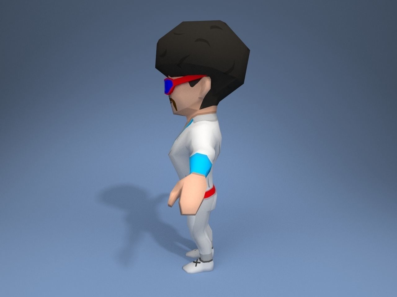 DiscoGuy cartoon character Low-poly 3D model_3