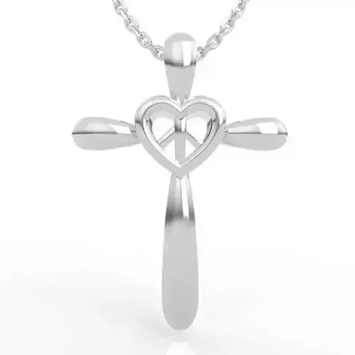 Powerful Cross Heart Peace Pendant
