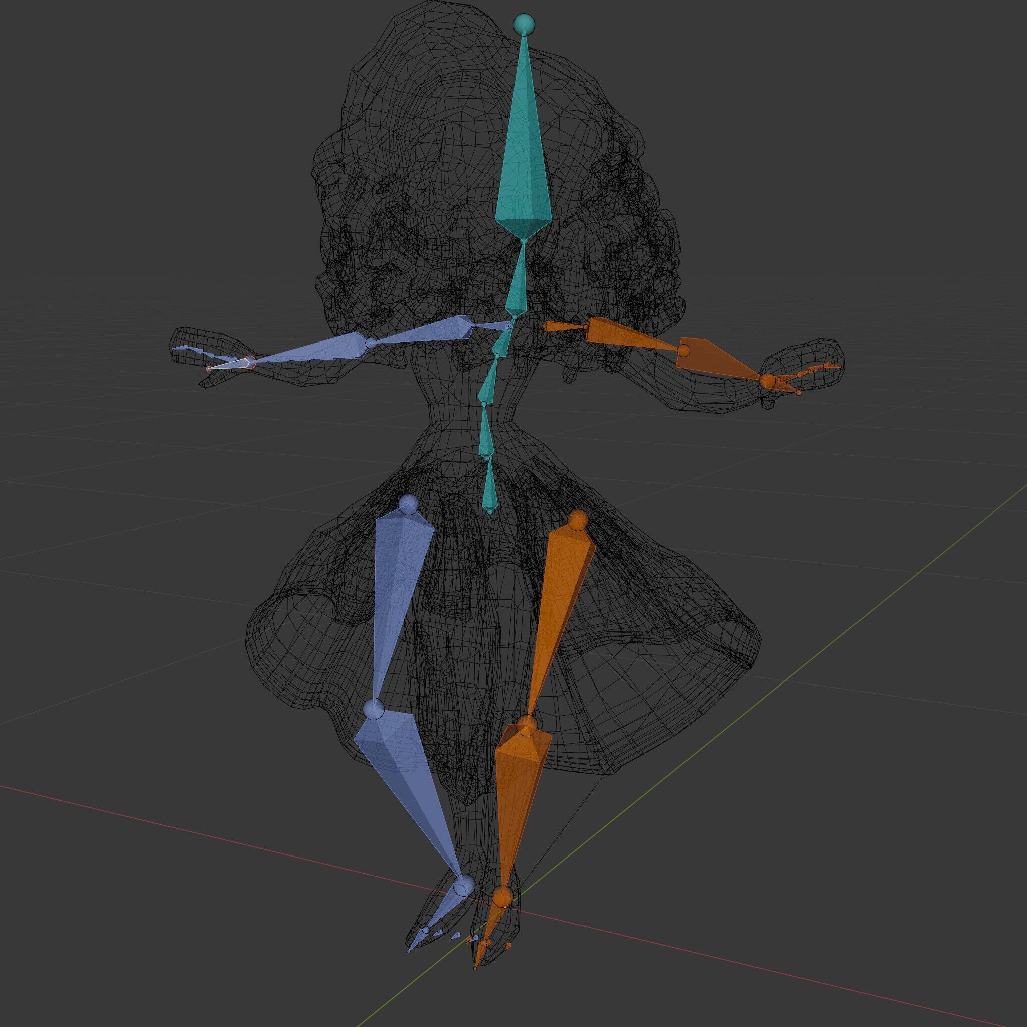 CurlyHaired Animated Character in Purple Dress Rigged and Ani... Low-poly 3D model_6