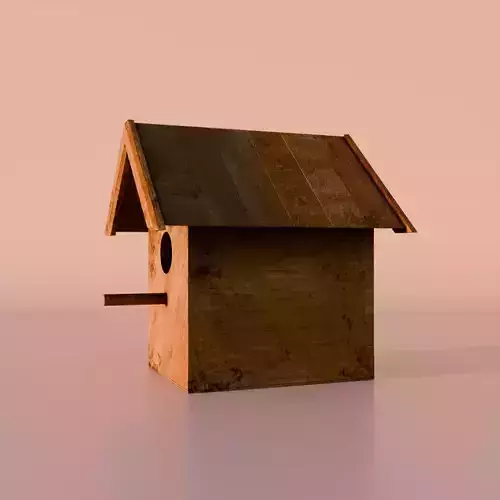 Low Poly Wooden Birdhouse Game Ready Stylized Prop PBR Textured Low-poly 3D model