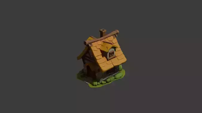 Low Poly Windmill House Stylized Fantasy Building Ready 3D Model