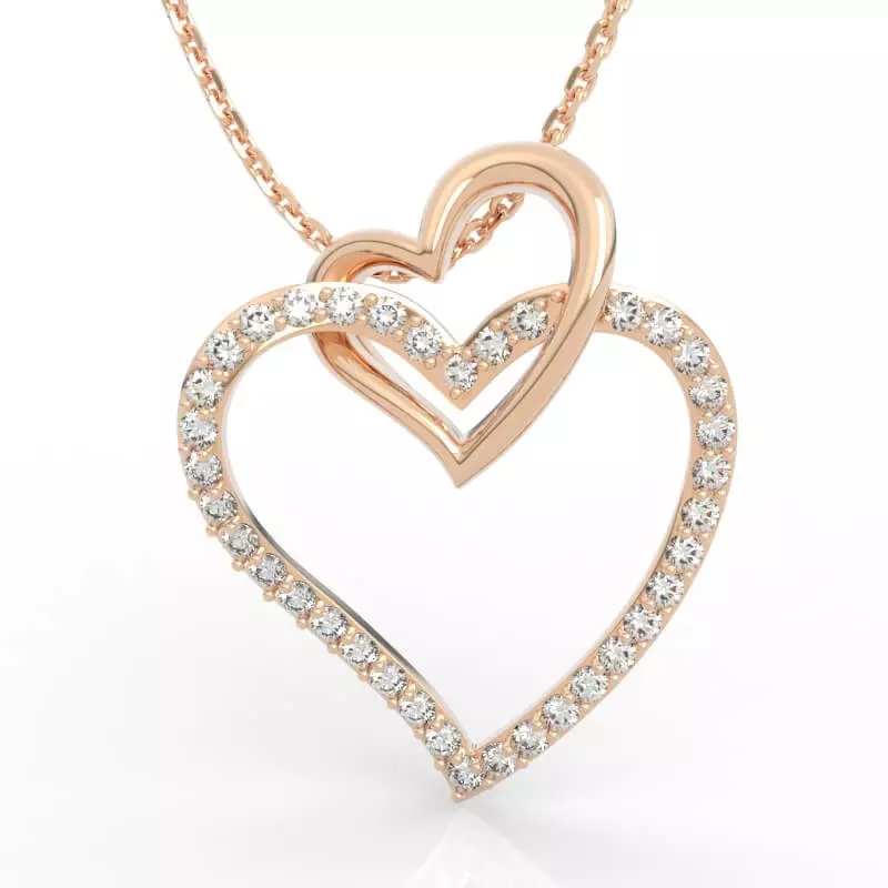 Stunning Connected Hearts Diamond Pendant 3D print model