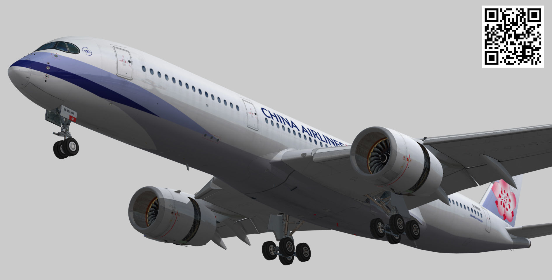 Airbus A350-900 XWB China airlines livery Low-poly 3D model_6