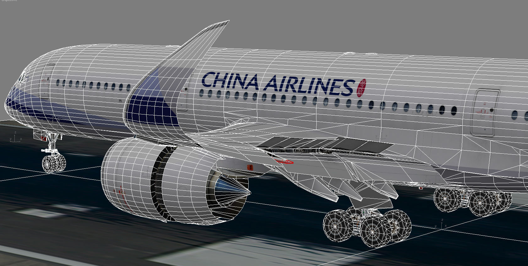 Airbus A350-900 XWB China airlines livery Low-poly 3D model_12