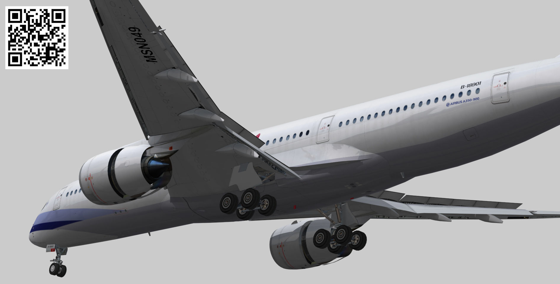 Airbus A350-900 XWB China airlines livery Low-poly 3D model_3