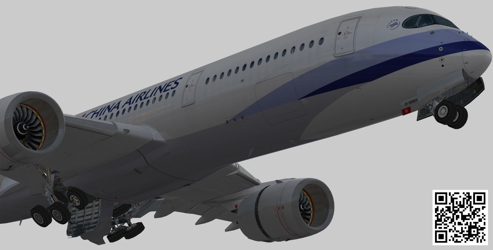 Airbus A350-900 XWB China airlines livery Low-poly 3D model_9