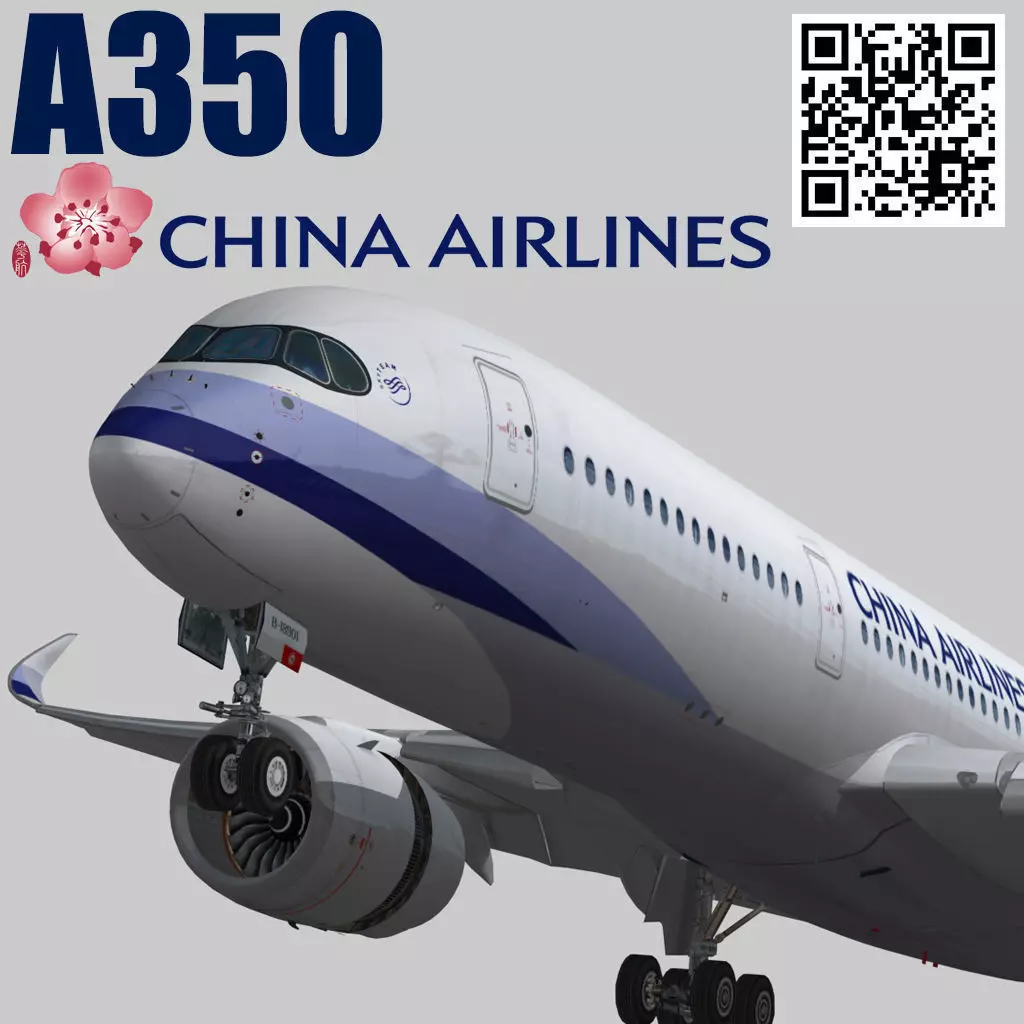 Airbus A350-900 XWB China airlines livery Low-poly 3D model_0
