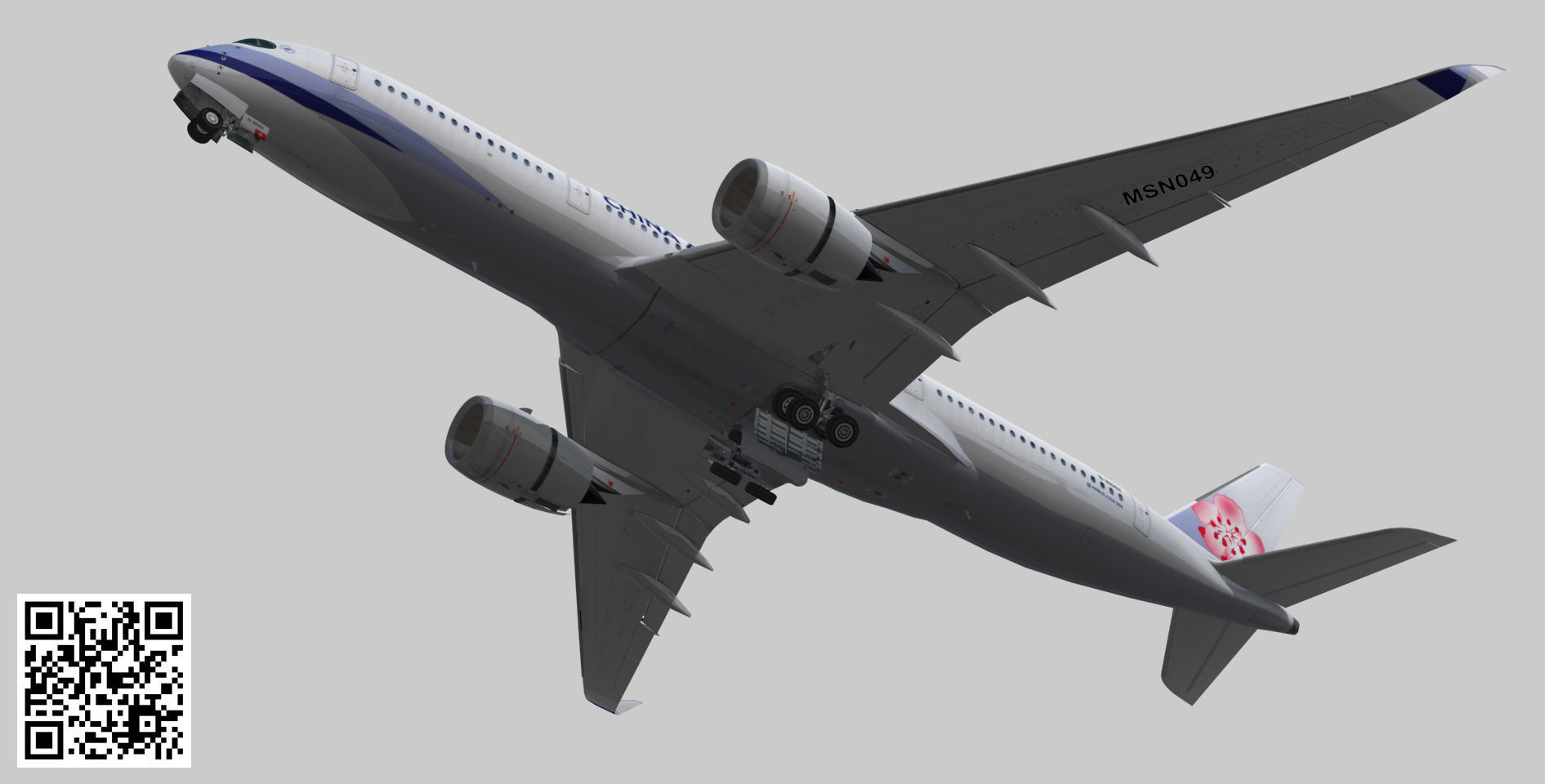 Airbus A350-900 XWB China airlines livery Low-poly 3D model_11