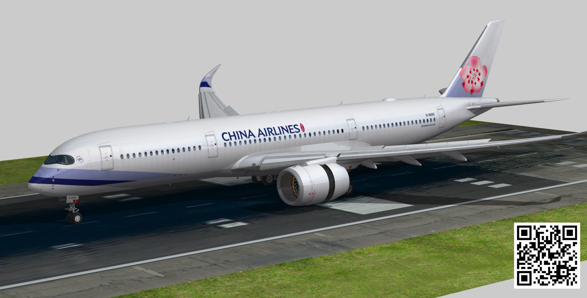 Airbus A350-900 XWB China airlines livery Low-poly 3D model_5
