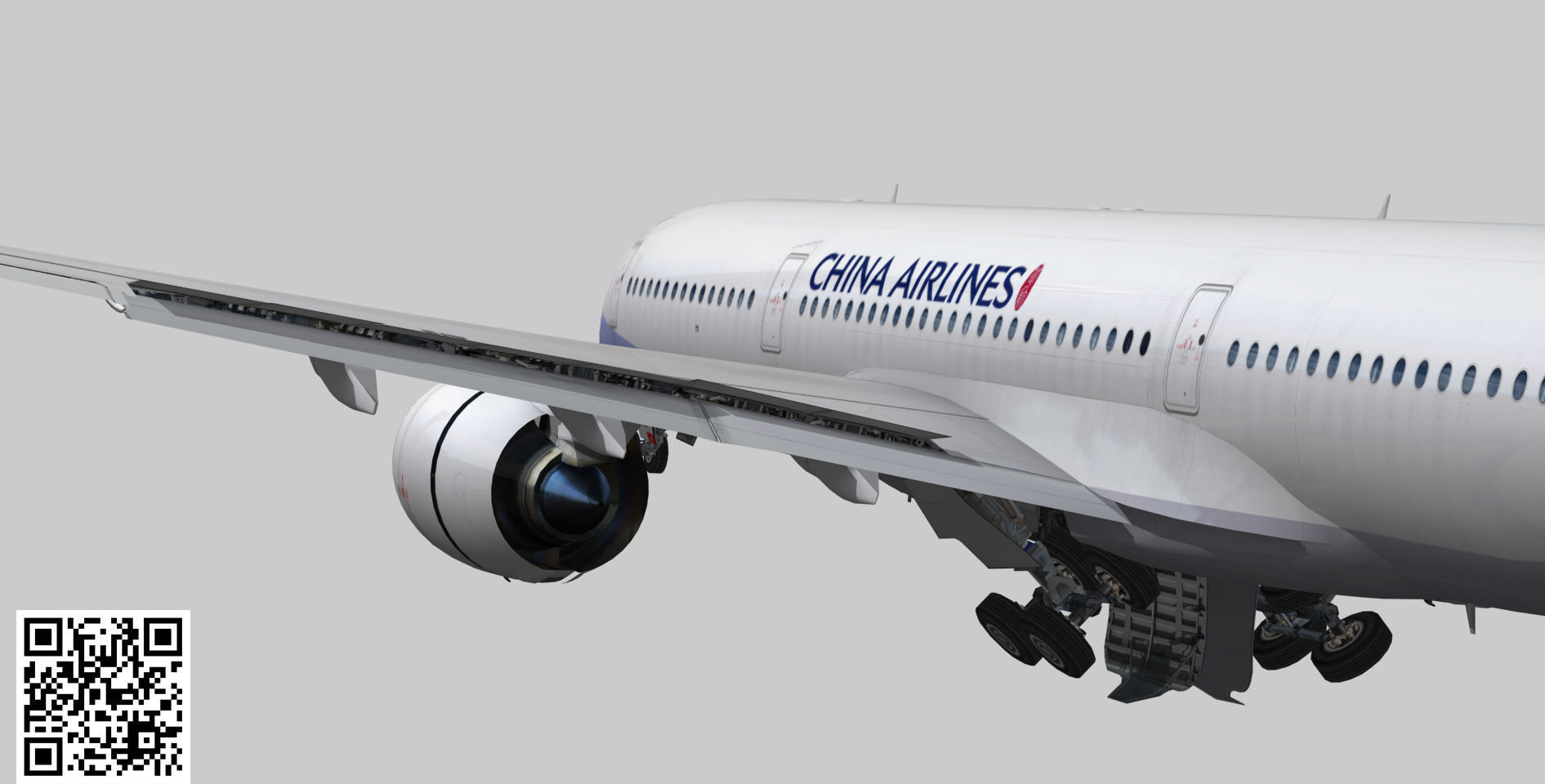 Airbus A350-900 XWB China airlines livery Low-poly 3D model_2