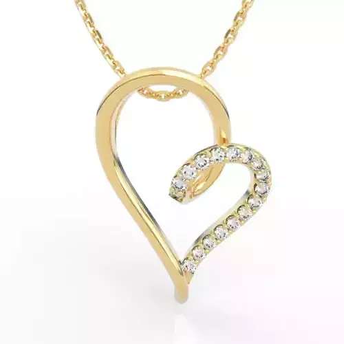 Brilliant Half Pave Heart Necklace