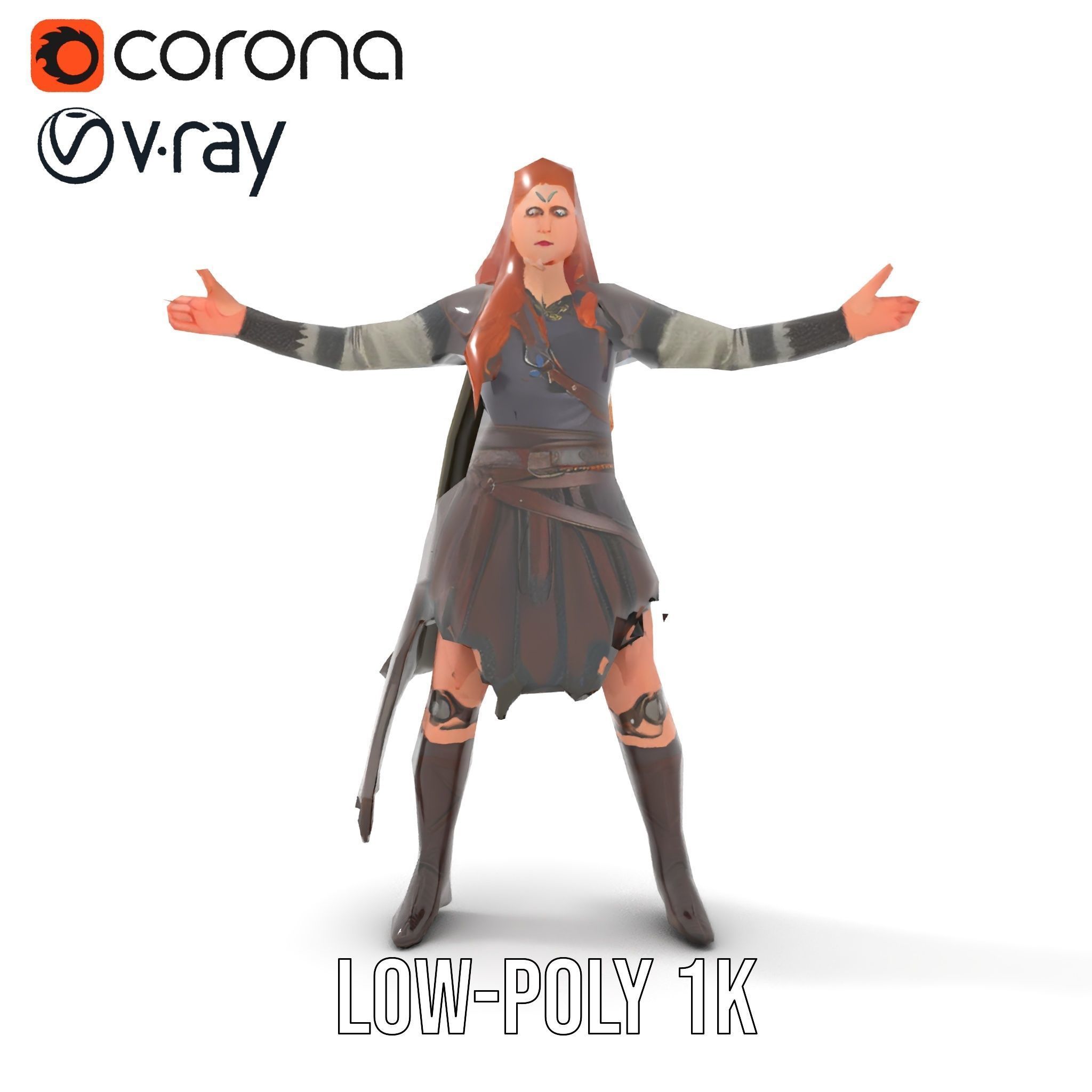 Elf Warrior Rigged and Animated Character Model with Armor an... Low-poly 3D model_9