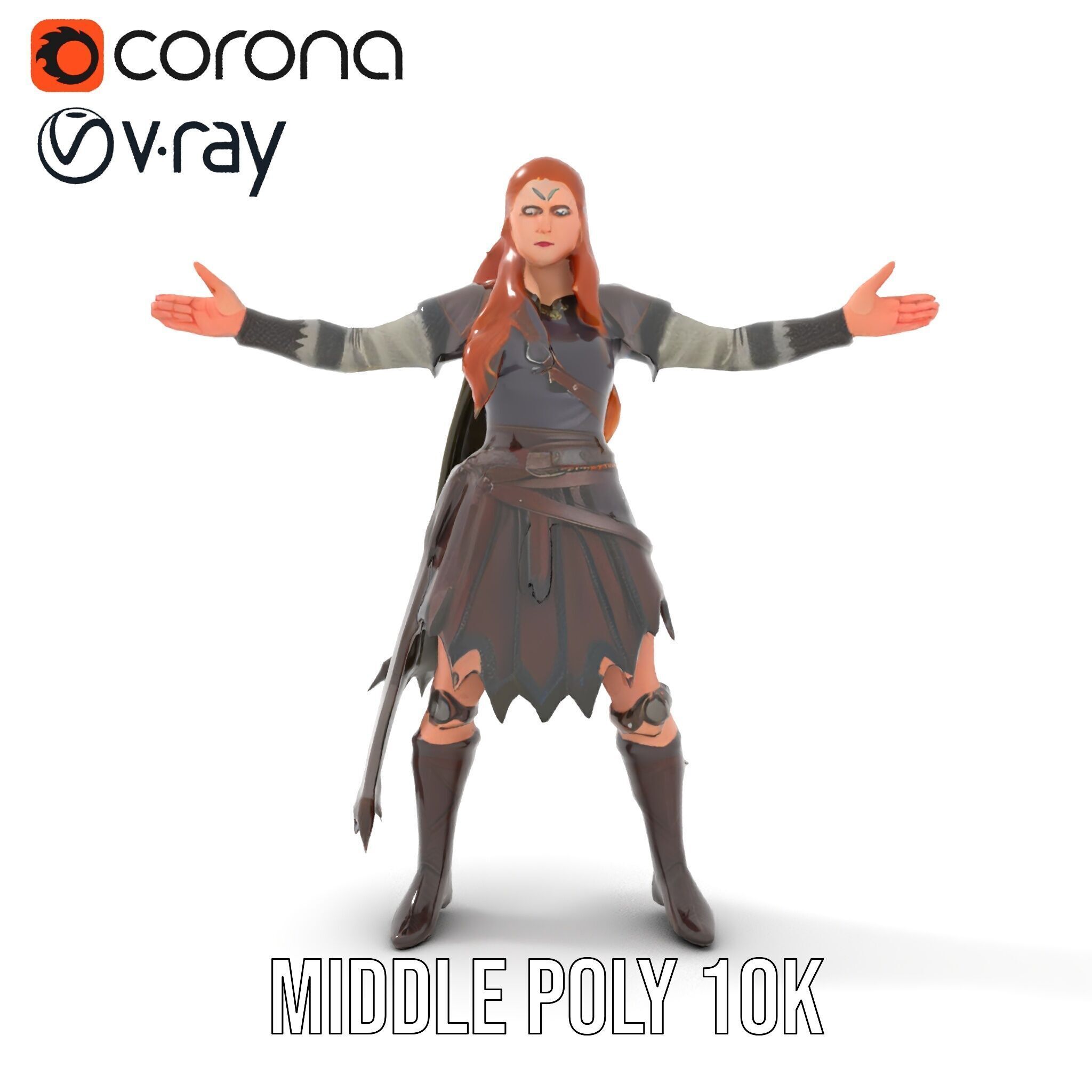 Elf Warrior Rigged and Animated Character Model with Armor an... Low-poly 3D model_10