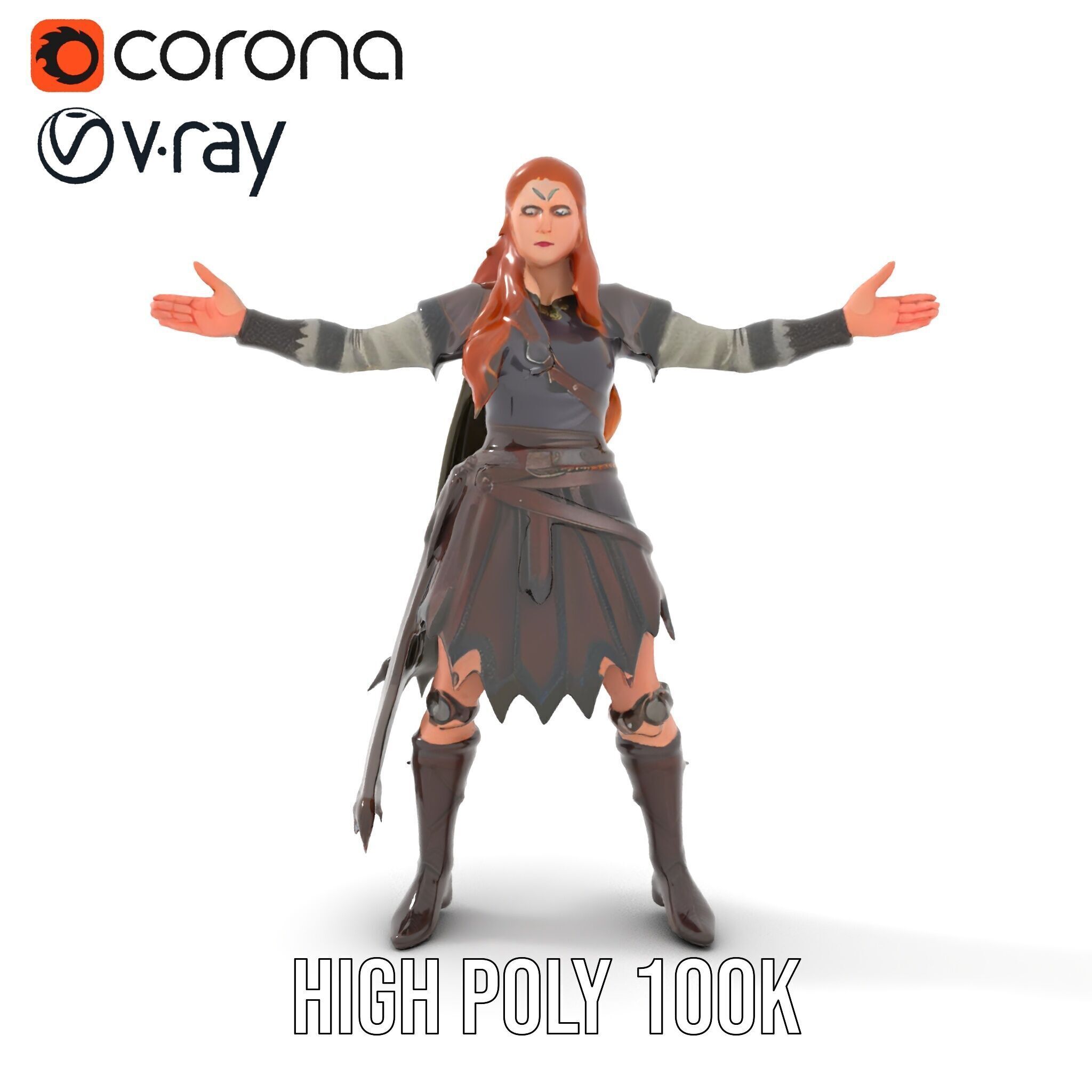 Elf Warrior Rigged and Animated Character Model with Armor an... Low-poly 3D model_29