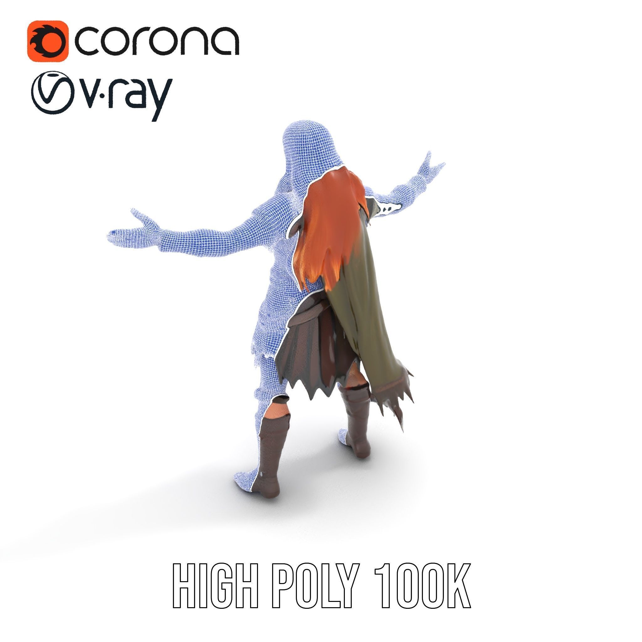 Elf Warrior Rigged and Animated Character Model with Armor an... Low-poly 3D model_20